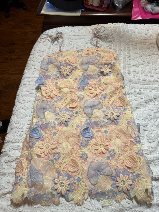 ASOS Dresses & Skirts - ASOS Luxe 3D Pastel Floral Lace Mini Dress, Sz 8 Designer Dress, Like New